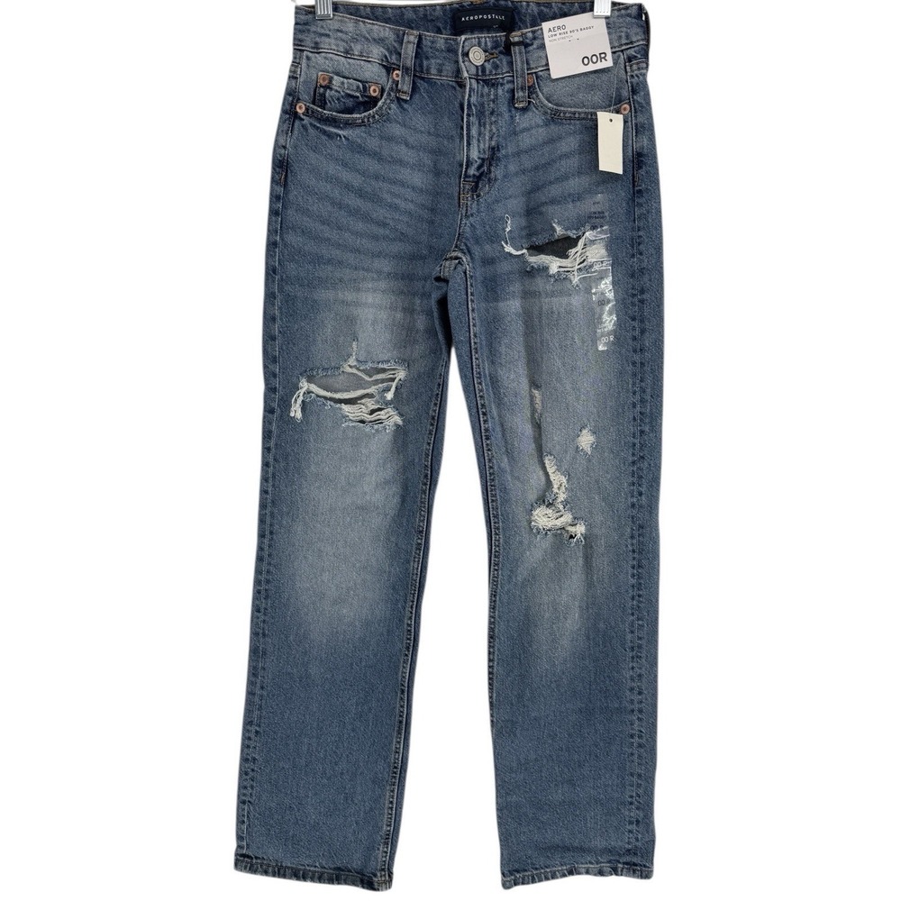 New! Aeropostale Low Rise 90's Baggy Distressed Jeans Sz 00 Regular